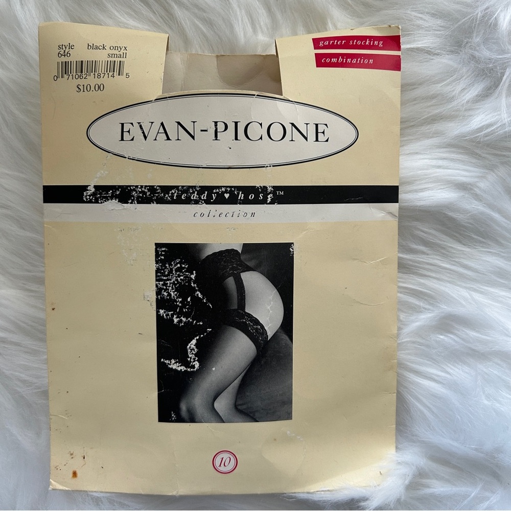 Evan-Picone Garter Stocking‎ Vintage- Black Onyx Small